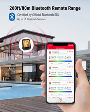 Termómetro higrómetro interior Bluetooth TempPro TP359W - 260 pies, sensor suizo, negro