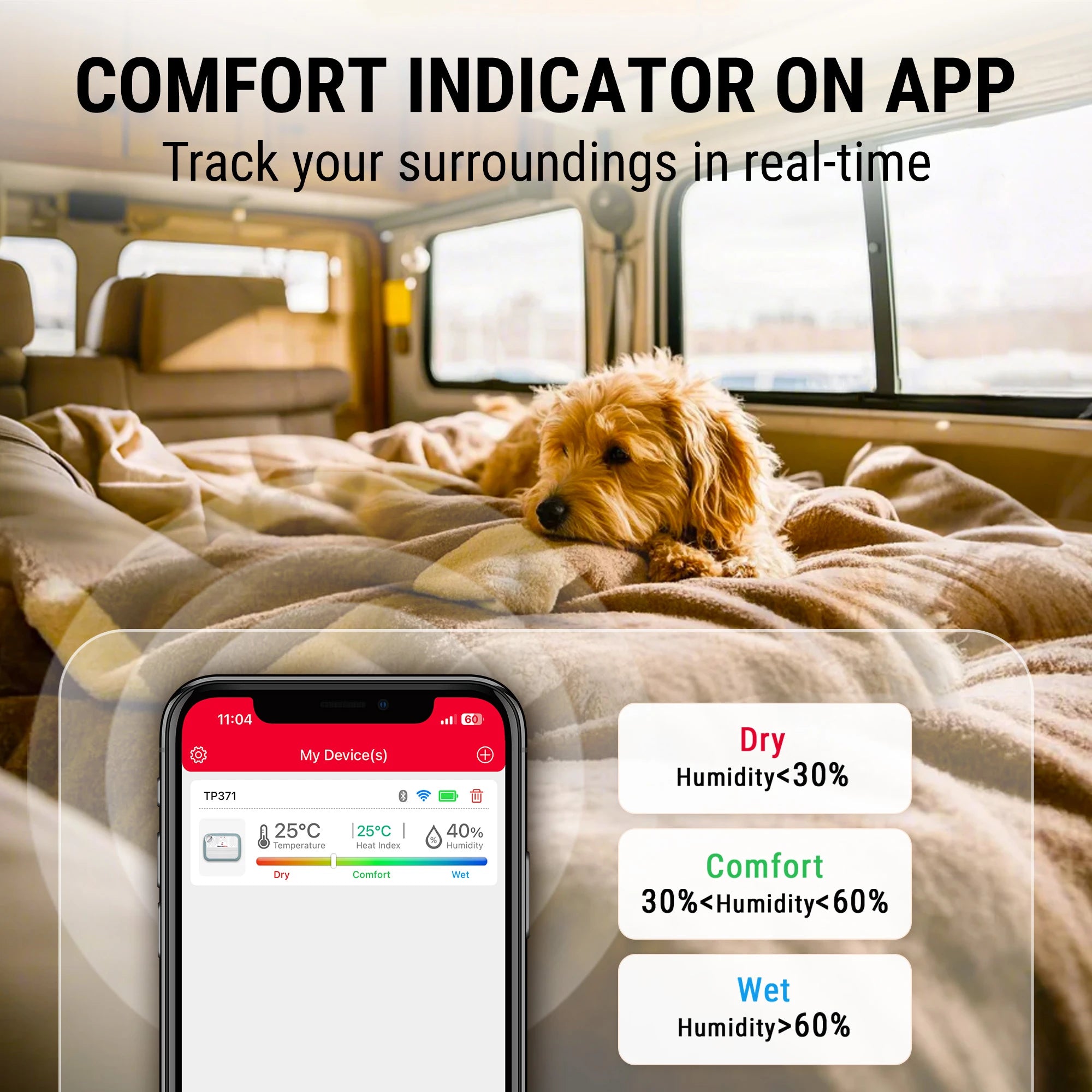 TempPro TP371 WiFi Hygrometer & Thermometer — Wi-Fi connection, Longer Battery