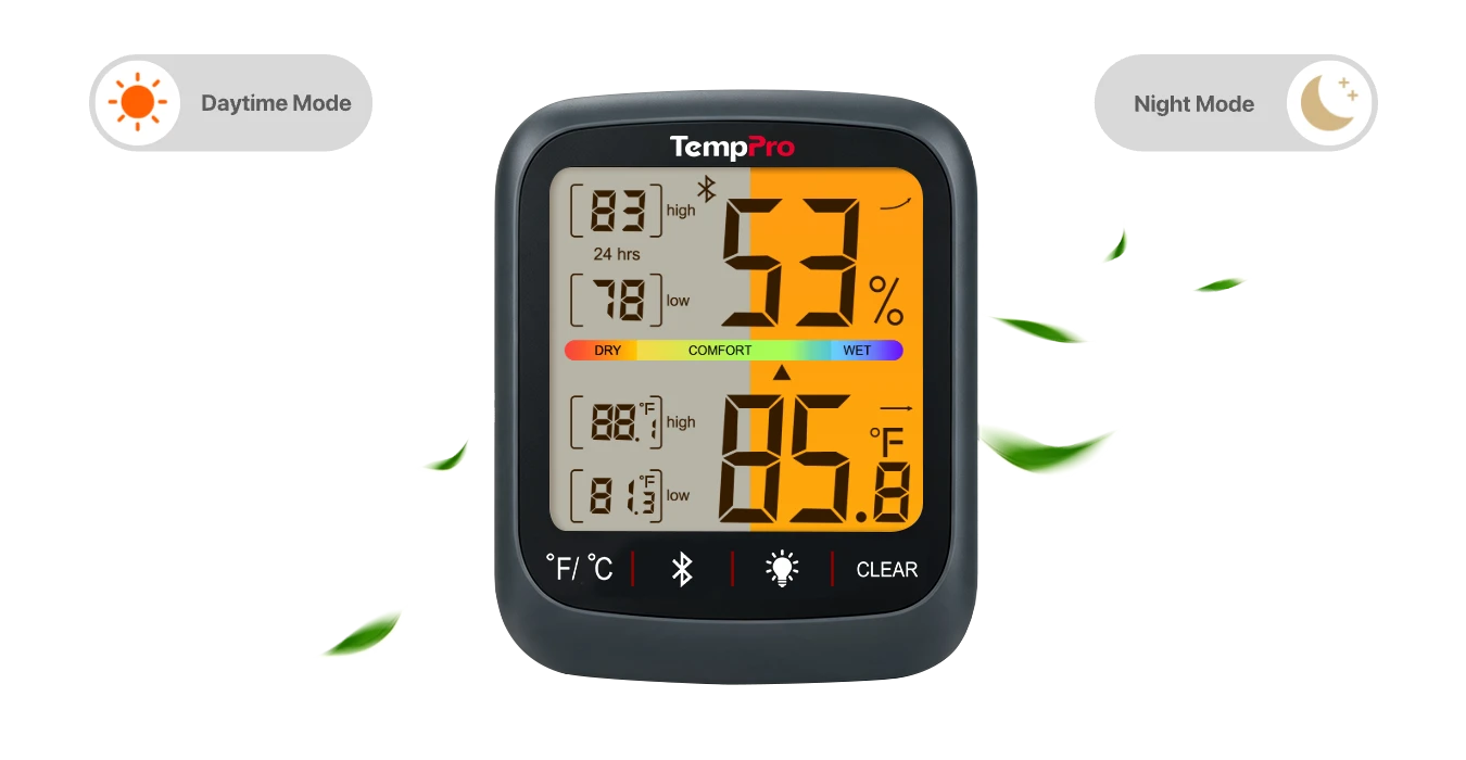 Thermomètre et hygromètre d'intérieur Bluetooth TempPro TP359W — 80m, capteur suisse, noir · Édition magasin