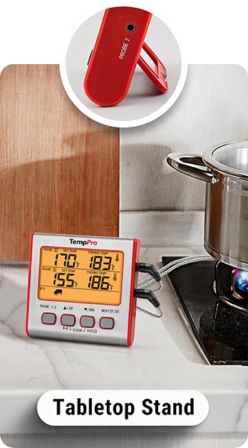 Thermomètre à viande numérique TP17W avec deux sondes et mode minuterie Thermomètre pour fumoir et gril avec grand écran LCD