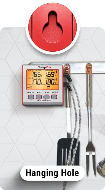 Thermomètre à viande numérique TP17W avec deux sondes et mode minuterie Thermomètre pour fumoir et gril avec grand écran LCD