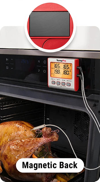 Thermomètre à viande numérique TP17W avec deux sondes et mode minuterie Thermomètre pour fumoir et gril avec grand écran LCD