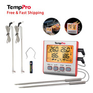 TempPro TP17W Dual-Probe Leave-In Meat Thermometer—Timer, USDA Presets & High/Low Alarm