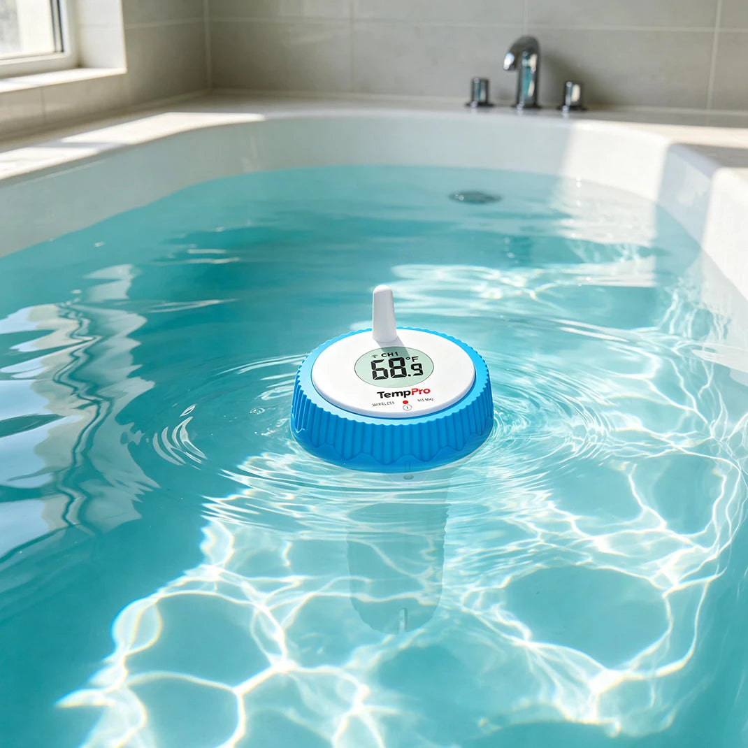 Termómetro de piscina inalámbrico TempPro TP211B — Alcance de 150 m, resistente al agua IPX8