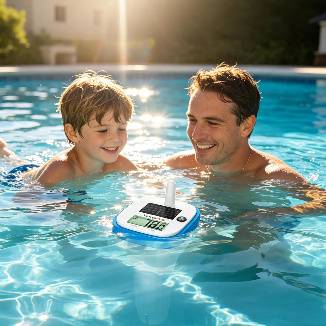 TempPro TP212B Wireless Solar Pool Thermometer — 500ft Range, IPX8 Waterproof