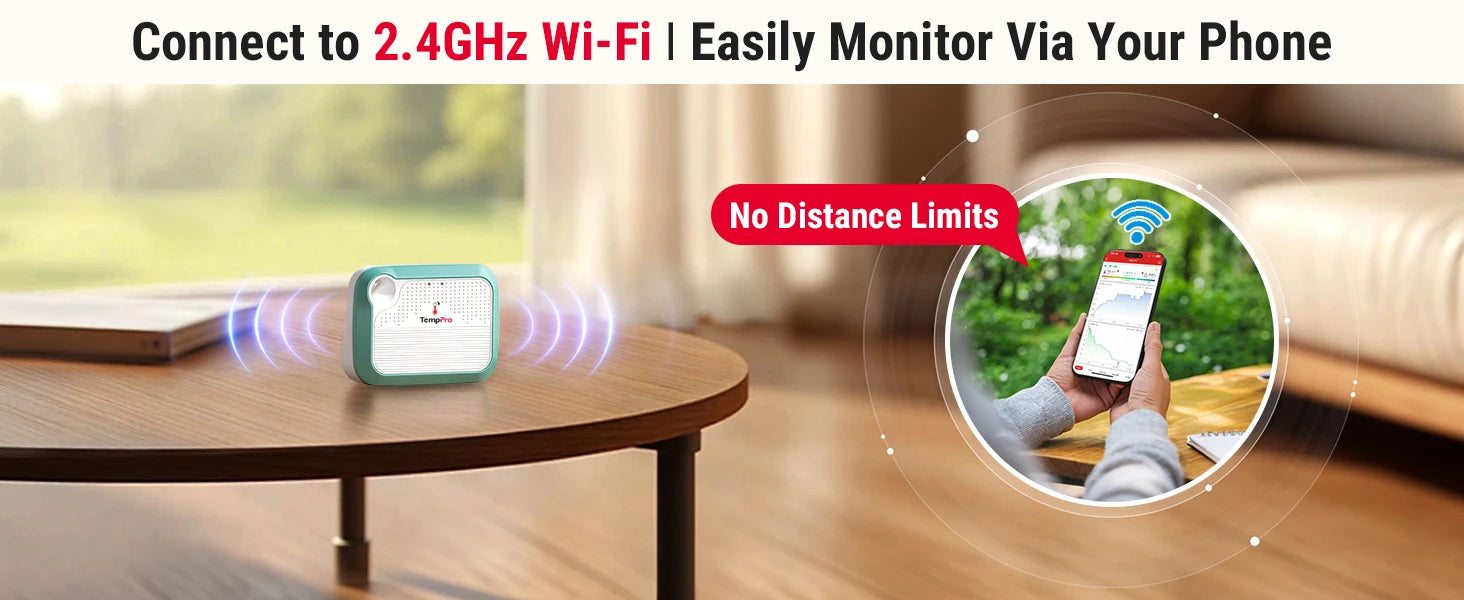 TempPro TP371 WiFi Hygrometer & Thermometer — Wi-Fi connection, Longer Battery
