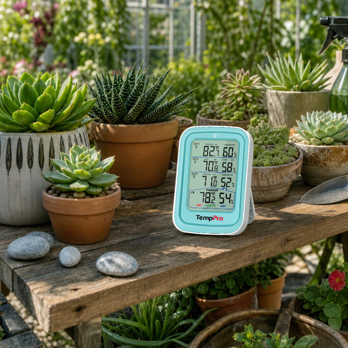 TempPro TP220B Wireless Indoor Outdoor Thermometer & Hygrometer — 3 Remote Sensors, 500ft