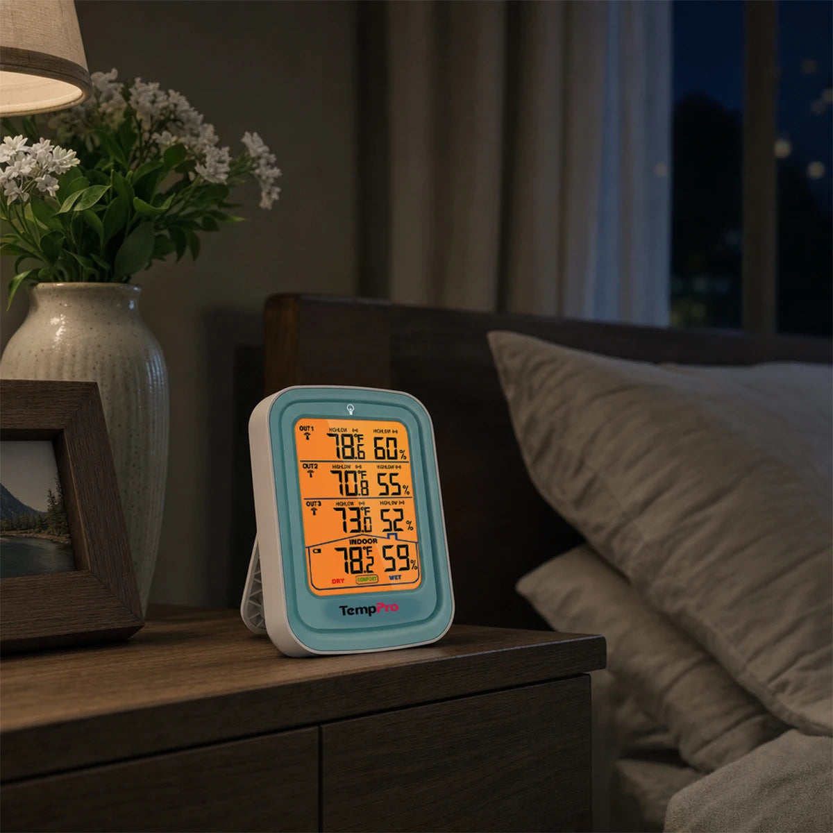 TempPro TP220B Wireless Indoor Outdoor Thermometer & Hygrometer — 3 Remote Sensors, 500ft