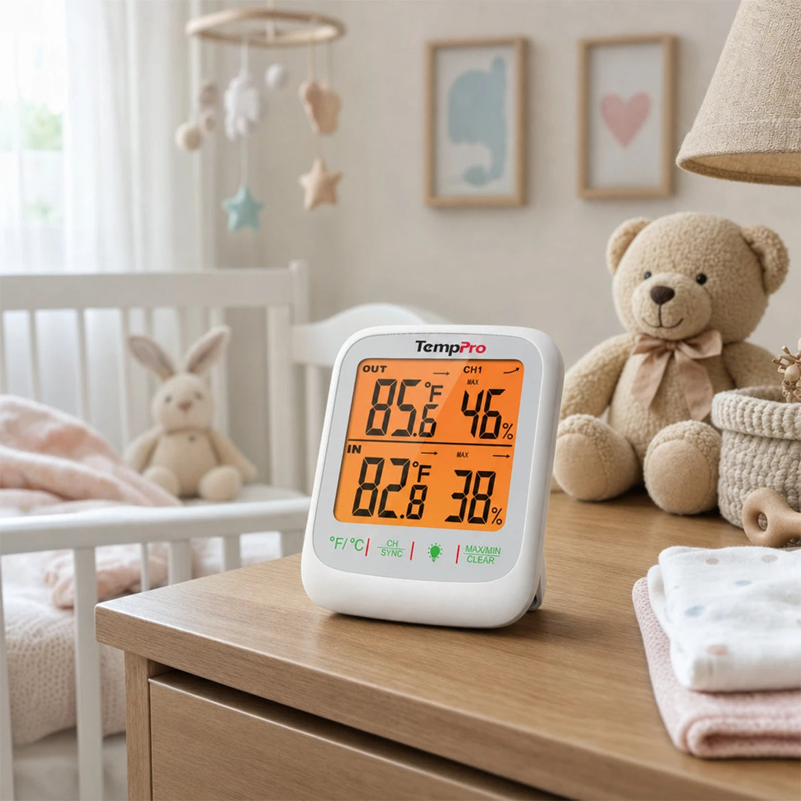 TempPro TempAir PLUS TP260B Wireless Indoor Outdoor Thermometer & Hygrometer — 1,000ft Range, 3.1" Display