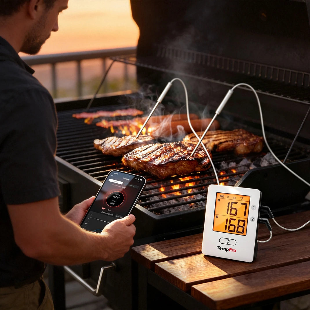 Termómetro de carne inalámbrico TempPro TP910 — Bluetooth inteligente, alertas de aplicación