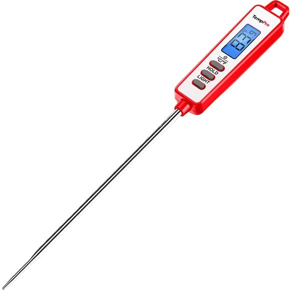 Thermomètre à viande instantané TempPro TP01AW — Sonde longue de 5,3 po, blanc · Édition magasin TempPro