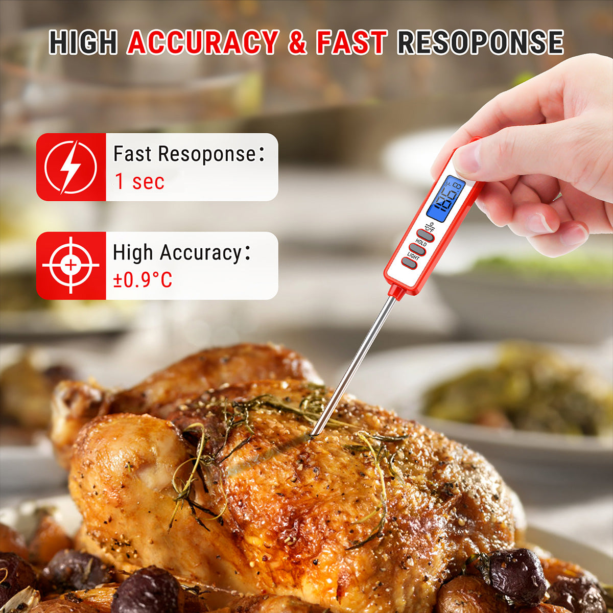 Thermomètre à viande instantané TempPro TP01AW — Sonde longue de 5,3 po, blanc · Édition magasin