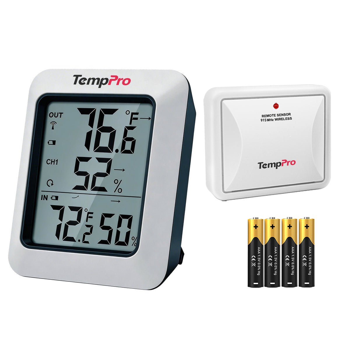 Termómetro e higrómetro inalámbrico para interior y exterior TempPro TempAir PLUS TP60B — 150 m de alcance, máximos/mínimos