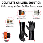 Gants de barbecue étanches TempPro TP100 — Résistants à la chaleur 500°C, Manches de 35,5 cm