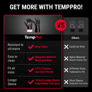 Gants de barbecue étanches TempPro TP100 — Résistants à la chaleur 500°C, Manches de 35,5 cm