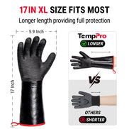 Gants de barbecue étanches TempPro TP100 — Résistants à la chaleur 500°C, Manches de 35,5 cm