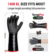 Gants de barbecue étanches TempPro TP100 — Résistants à la chaleur 500°C, Manches de 35,5 cm