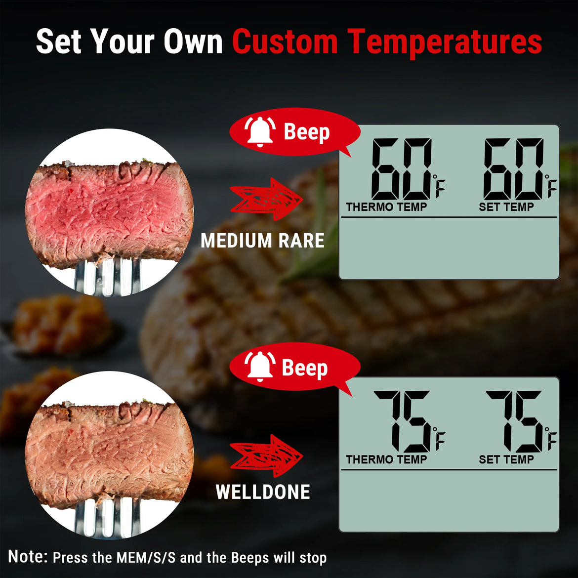Termómetro para carne TempPro TempTrack CORE TP16 (deja insertado) — Apto para horno y parrilla, alarma programable