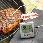 TempPro TempTrack CORE TP16 Leave-In Meat Thermometer — Oven & Grill Safe, Programmable Alarm