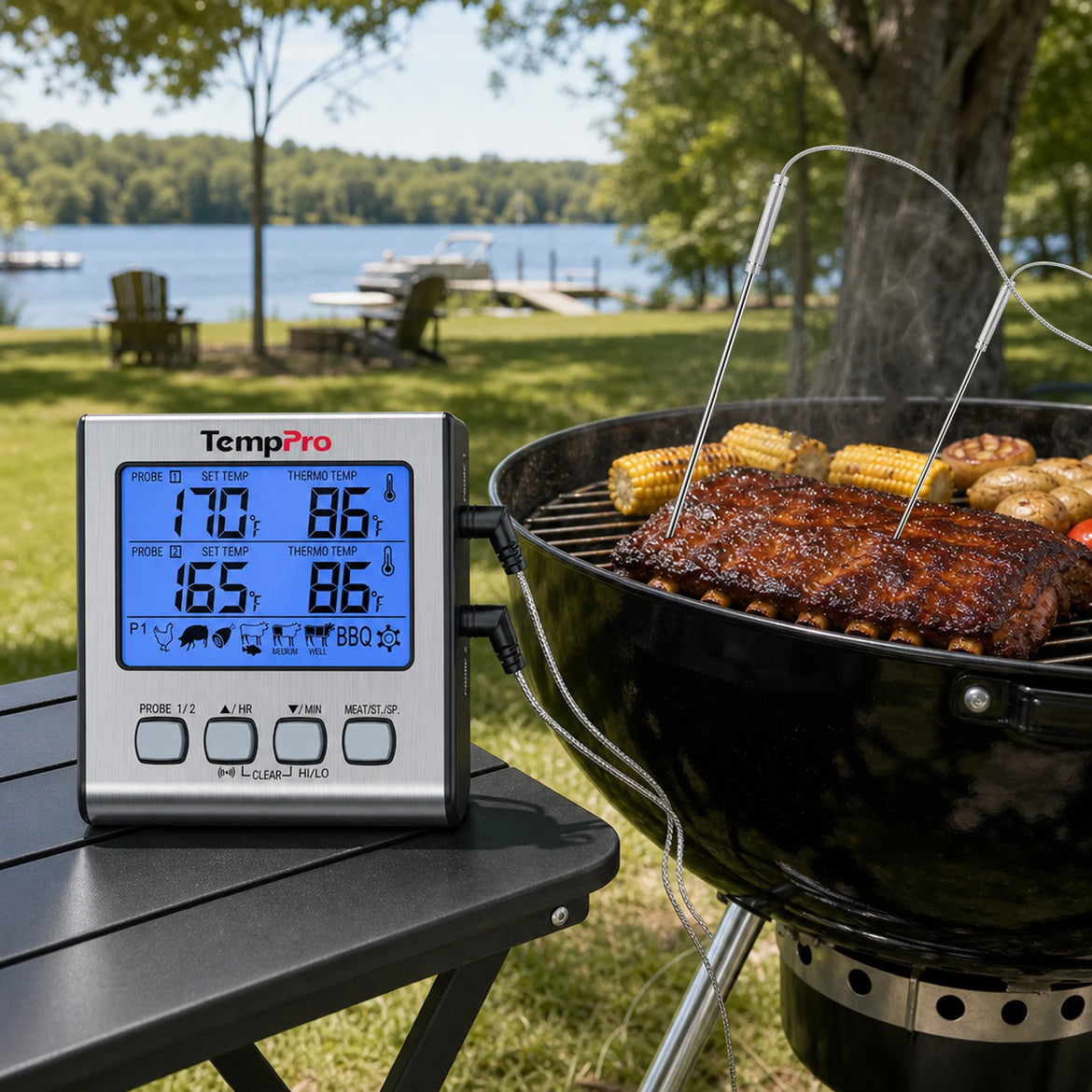 Thermomètre à viande TempPro TempTrack PLUS TP17 – Utilisation au four et sur le grill, avec minuterie et alarme