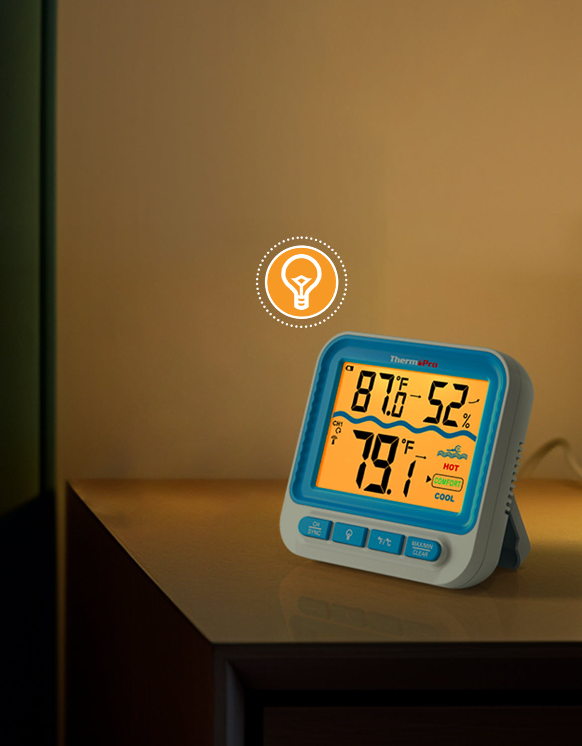 Thermomètre de piscine numérique sans fil ThermoPro TP211B de 152 m