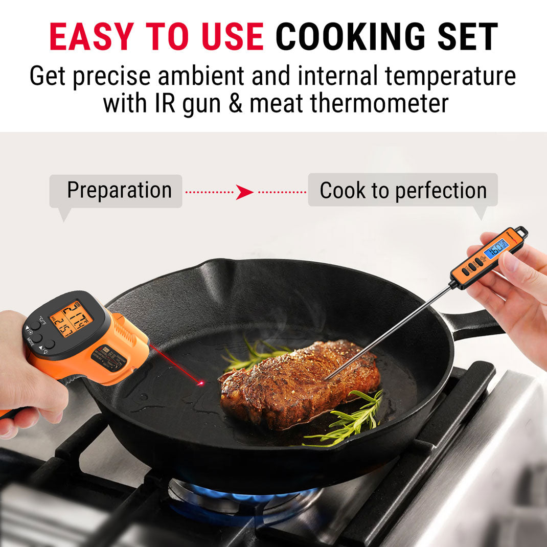 TempPro TP30 Infrared Thermometer Gun & TempPro TP01S Digital Instant-Read Meat Thermometer