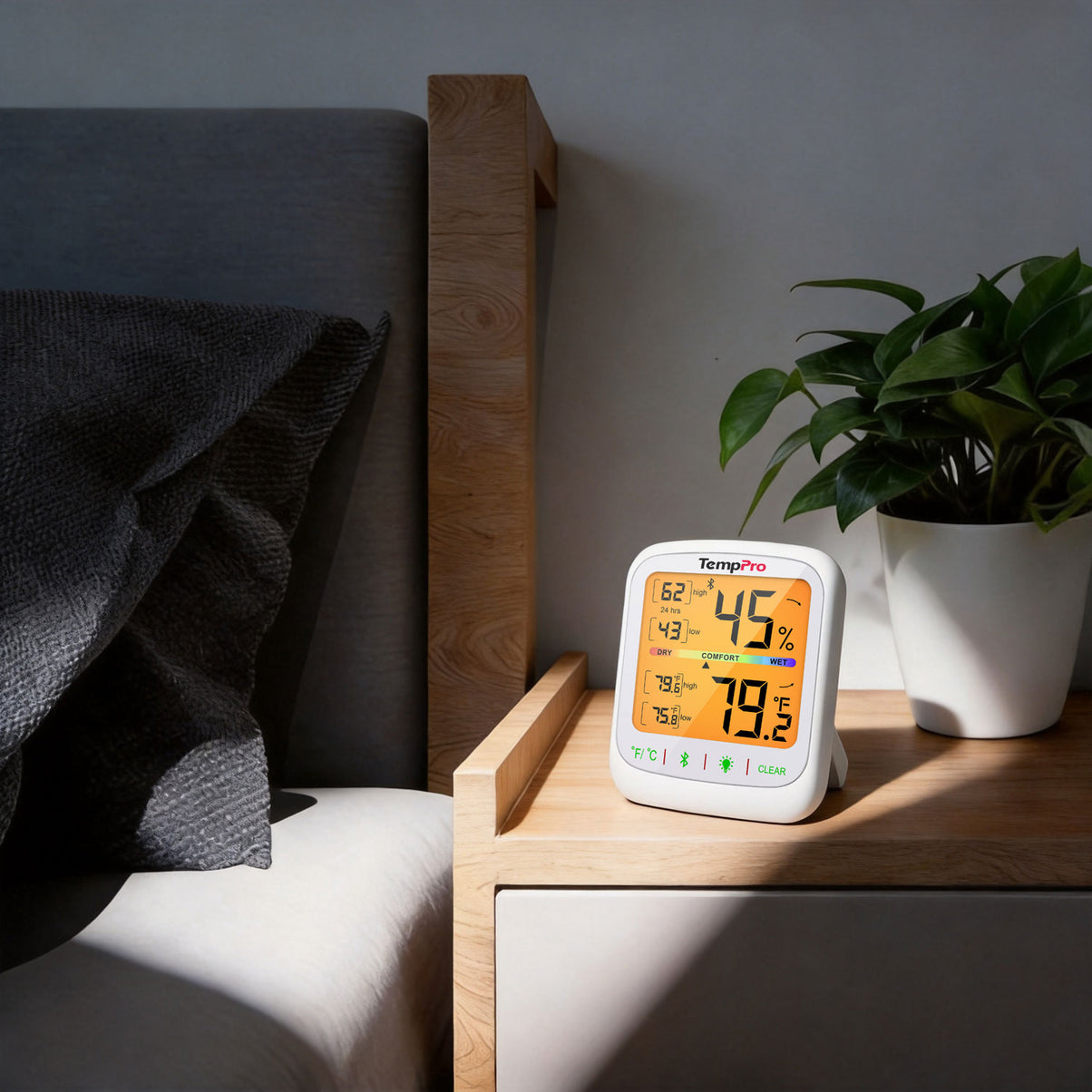 Thermomètre et hygromètre d'intérieur Bluetooth TempPro TP359 — Portée de 80 m, application intelligente