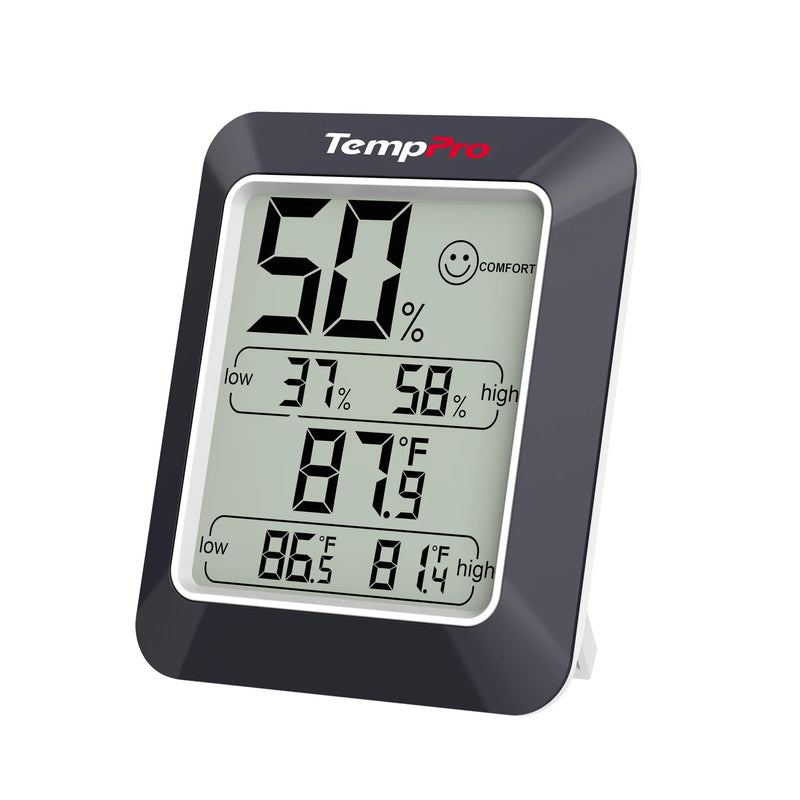 TempPro TP50W Digital Indoor Thermometer & Hygrometer — Calibratable, Large Backlit