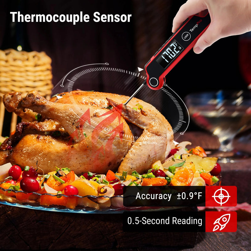 TempPro TP620 Instant-Read Meat Thermometer — Digital, 0.5 Seconds Read, IP65 Waterproof
