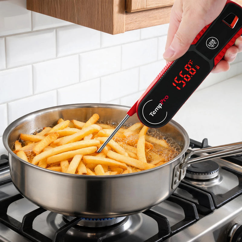 TempPro TP622W Lightning Instant-Read Meat Thermometer — 0.1-Second Read, ±0.5°F, 10-Year Warranty, Red·Store Edition