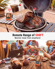 TempPro TempSync PLUS TP826 Wireless Meat Thermometer — 500FT RF Range, Dual Probes & BBQ Mode