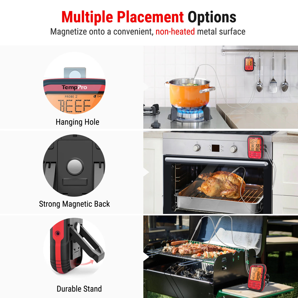 TempPro TempSync PLUS TP828BW Wireless Meat Thermometer — 500FT RF, Dual Probes, 4 Alarm Modes · Store Edition