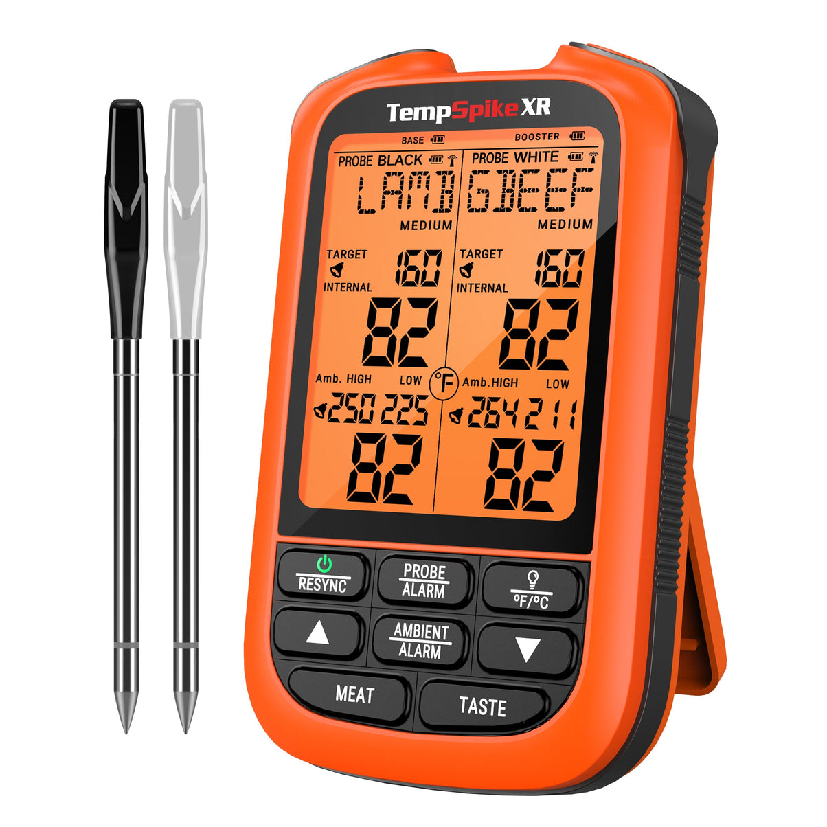 TempPro TempSpike XR TP862B Wireless Meat Thermometer — 1000FT RF Range, 2 Wire-Free Probes