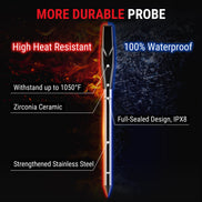 TempPro TempSpike XR TP862B Wireless Meat Thermometer — 1000FT RF Range, 2 Wire-Free Probes