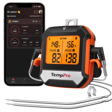 TempPro TempSync ELITE TP904 Wireless Meat Thermometer — Smart Bluetooth, App Alerts