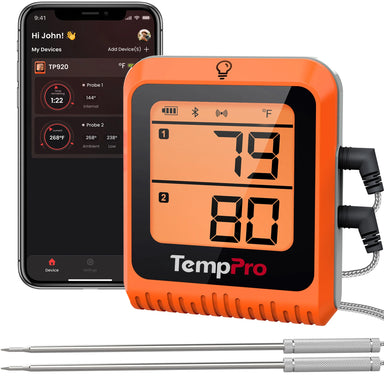 TempPro TempSync ELITE TP920 Wireless Meat Thermometer — Smart Bluetooth, App Alerts