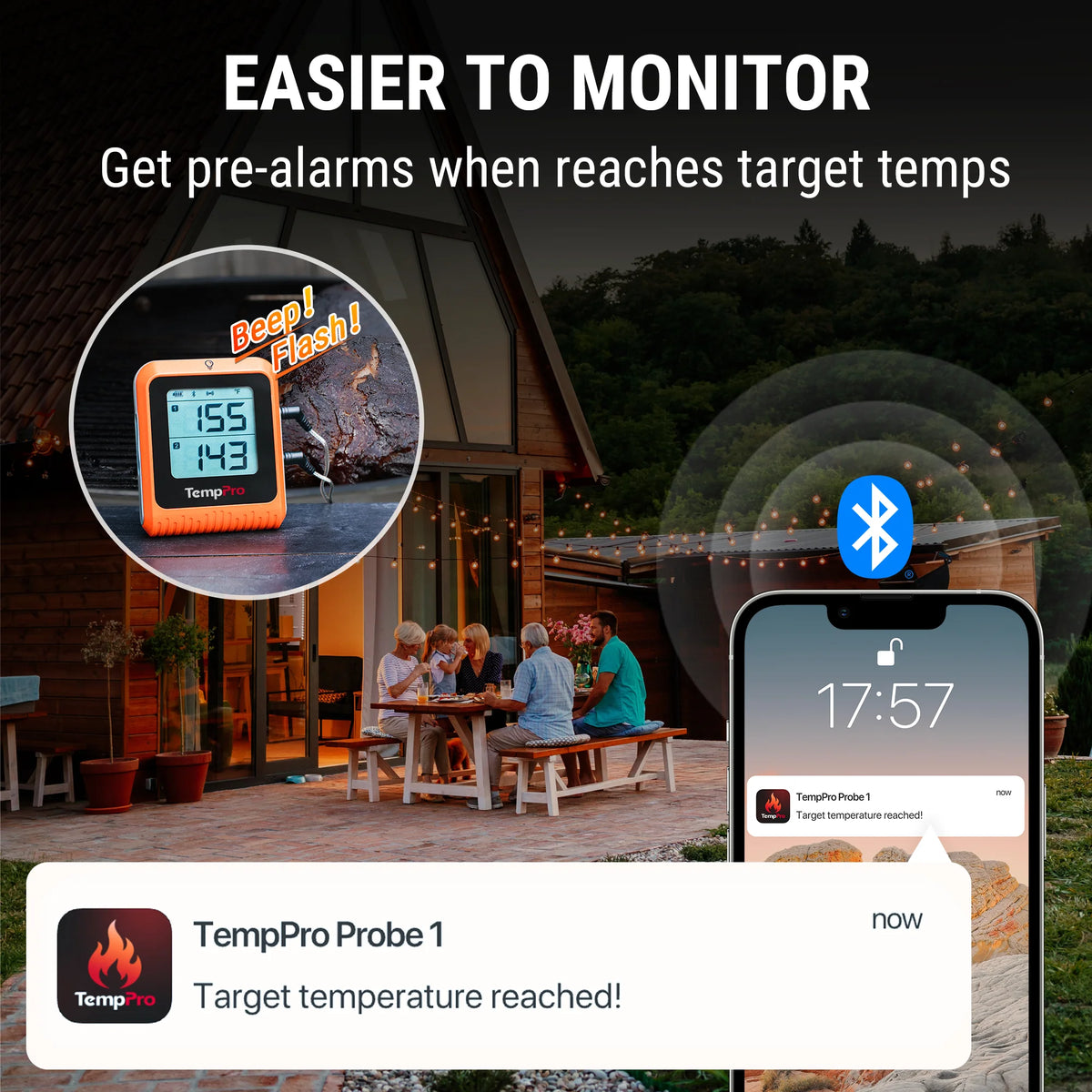 Thermomètre à viande Bluetooth TempPro TP920 + Thermomètre à lecture instantanée TP620 + Hygromètre TP358 — Lot