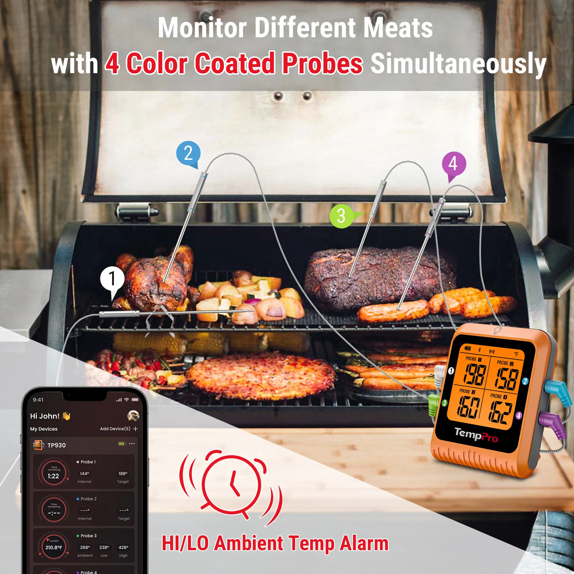 TempPro TempSync PRO TP930 Wireless Meat Thermometer — Smart Bluetooth, App Alerts