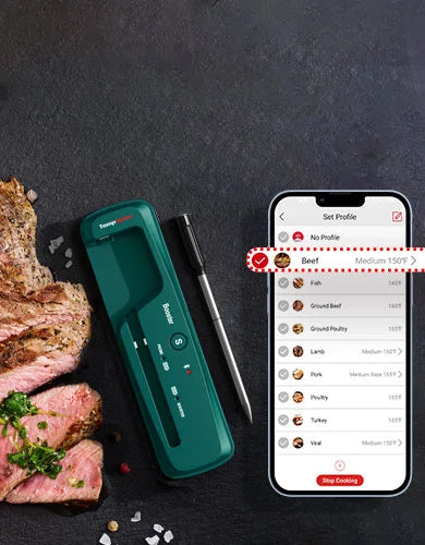 Termómetro inalámbrico para carne TP961 TempSpike con Bluetooth, color verde, alcance de 152 m