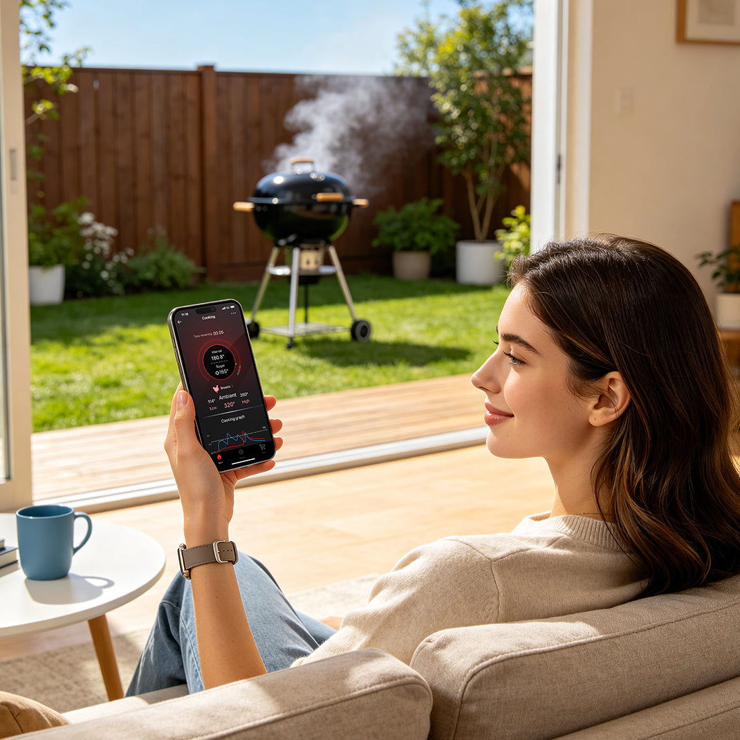 Thermomètre à viande intelligent sans fil TempPro TempSpike Plus TP971 — Véritablement sans fil, Bluetooth longue portée