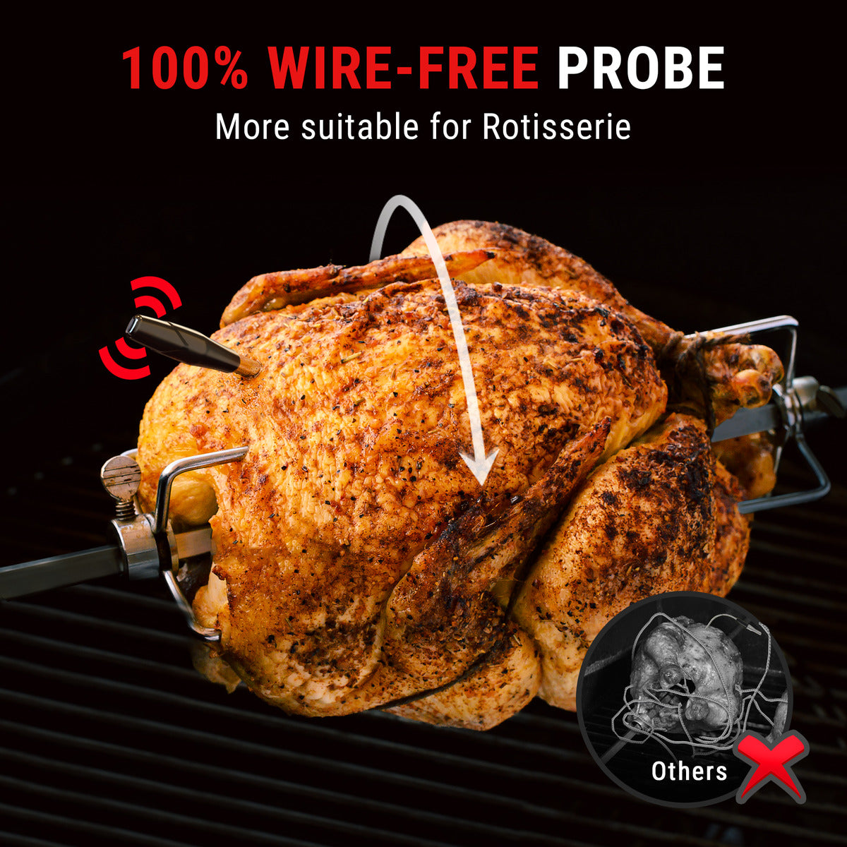 wire free probe rotisserie